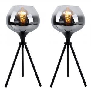 Globo Lighting Настольная лампа, металл, стекло, черный дымчатый цвет, комплект MAXY из 2 предметов