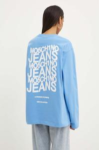 Хлопковый топ с длинными рукавами Moschino Jeans, синий