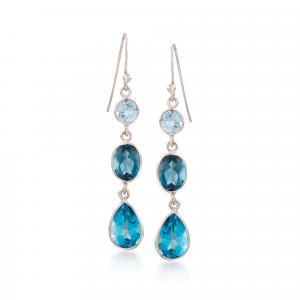 Серьги Ross-Simons с голубым топазом в тональном стиле из стерлингового серебра Ross-Simons, синий