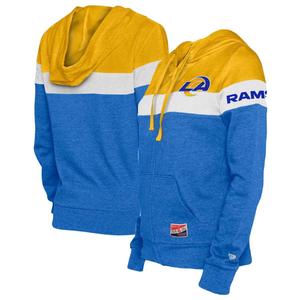 Женская толстовка с молнией во всю длину New Era Royal/Gold Los Angeles Rams Throwback с цветными блоками New Era