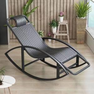Fantasy Кресло-качалка из ротанга, увеличенная версия, двухслойное черное, большой размер