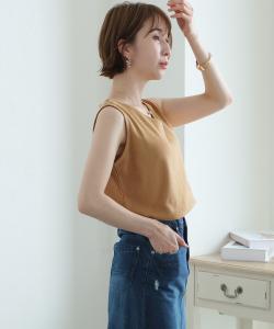 Майка с V-образным вырезом и вафельной текстурой Pourvous, цвет Orange