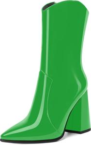 Женские ботильоны AMBELIGHT с острым носком, на молнии, с гладкой поверхностью, для офиса, на высоком каблуке 4 дюйма, Green