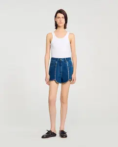 Женские джинсовые шорты со стразами Sandro, синий