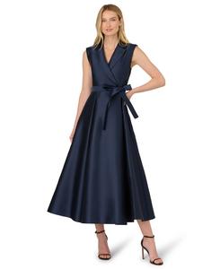 Платье без рукавов с короткими лацканами в стиле микадо Adrianna Papell, Midnight