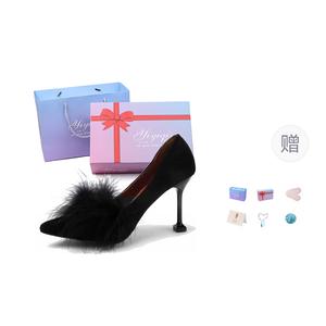 Take the Qin Тонкие каблуки на высоком каблуке 9 см 7 см женские черные [в коробке] (с подарком), цвет Black[Box Included](Gift Included)