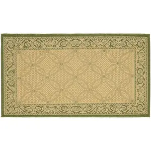 Внутренний ковер с бордюром в рамке для двора Safavieh, зеленый, 199x199 см