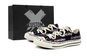 Чак Тейлор Олл Стар 70s Уикли Граффити, Шоппинг Бэг, винтажный состаренный износостойкий и легкий Converse, черный