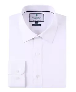 Мужская рубашка из жаккарда, растягивающегося в четыре стороны, однотонная, на пуговицах Tom Baine, белый