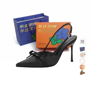 WOXXXN Женские туфли на высоком каблуке серебристо-черные 7 см [подарочный набор] (с подарком), цвет Black 7 Cm[Gift Box Set](Gift Included)