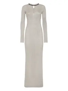 Платье макси в рубчик Brunello Cucinelli, нейтральный