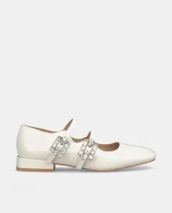 Женские кожаные балетки с двумя пряжками Alma en Pena, белый