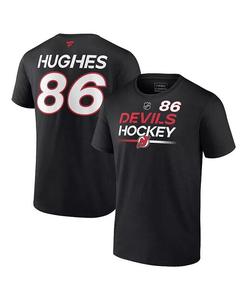 Мужская черная футболка Jack Hughes New Jersey Devils Authentic Pro Prime с именем и номером Fanatics