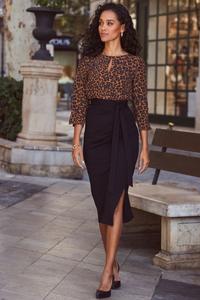 Платье-Двойка миди с разрезом Sosandar, черный