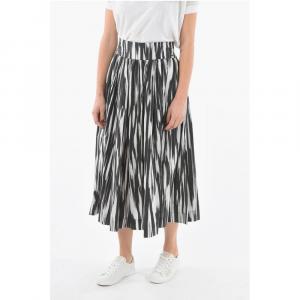 Юбка-клеш из хлопка Popeline с завязками на талии Woolrich, черно-белое
