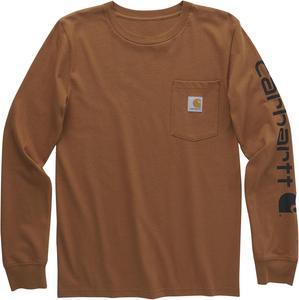 Carhartt мальчиковая футболка с длинным рукавом, логотипом на рукаве и карманом, Carhartt Brown