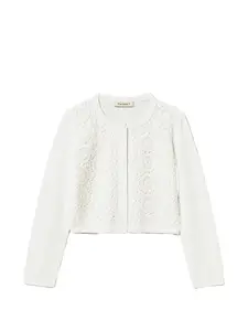Кардиган с кружевными вставками Twinset Kids, белый