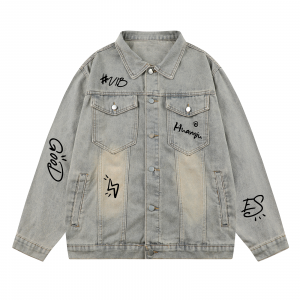 Джинсовая куртка Unisex Lapel Moderate Print HUANQIU, washed желтый mud