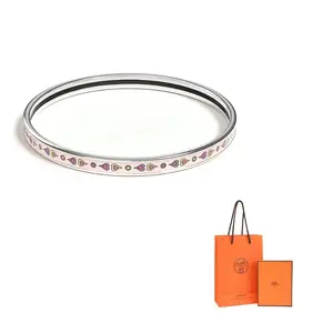 HERMES Эмалевый браслет с палладиевым покрытием, серебристый, для женщин