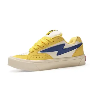 STUR YSN Износостойкие и легкие низкие кроссовки для скейтбординга унисекс белого, синего и желтого цвета