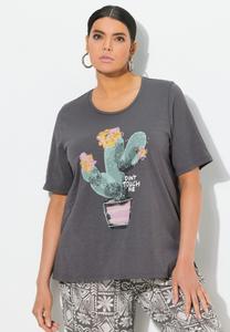 Футболка Ulla Popken Print T-shirt, Graphite Grey/Grey