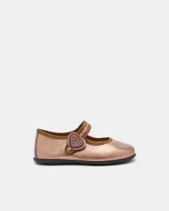 Балетки металлик Сердечко со стразами Conguitos, коричневый