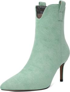 Женские ботильоны SAMMITOP с каблуком-стойкой, туфли на шпильке, ботильоны с заостренным носком, молния, сексуальные туфли для платья, каблук 6,35 см, Mint Green