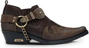 Мужские настоящие кожаные вестерн-ботинки с кубинской металлической цепочкой, ковбойские винклпикеры Infinity Leather, коричневый