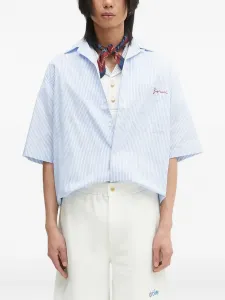 Полосатая вышитая рубашка Fiorucci, синий