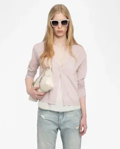 Кардиган Manylla 100% кашемир женский с длинными рукавами Zadig & Voltaire, розовый