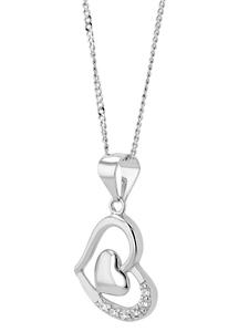 Adeliás Женский кулон - Сердце. Кулон в форме сердца из серебра 925 пробы с кубическим цирконием в серебряной оправе