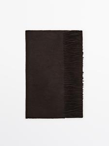 Шарф из 100% кашемира с бахромой Massimo Dutti, brown