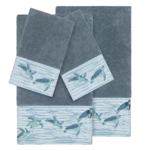 Linum Home Textiles Турецкий хлопок Mia Набор украшенных полотенец из 4 предметов, голубой