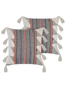 Декоративная подушка Beliani 2er Set Deko BOUVARDIA, цвет grau/schwarz/weiß