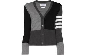 Однотонный блочный кашемировый кардиган THOM BROWNE, серый