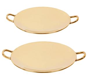 Традиционная индийская сервировочная тава ТрифриС ручкойАутентичная столовая посуда Набор посуды из 2 латунных сервировочных приборов Trifri