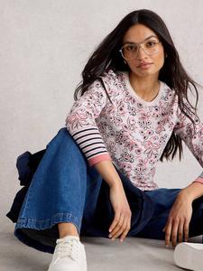 Топ Clara Floral из джерси White Stuff, Ivory/Pink