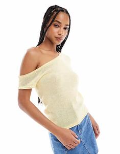 Вязаный топ на одно плечо ASOS DESIGN цвета пахты и молока