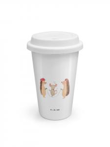 Mr. & Mrs. Panda Дорожная кружка с изображением ежика, скакалки, без надписи, белого цвета