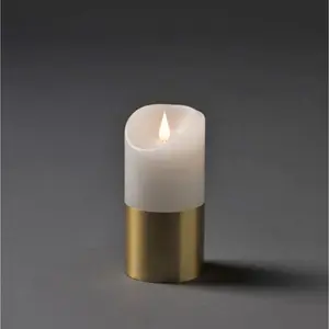 Светодиодная свеча Рождественский декор LED, настоящая восковая свеча, белого цвета, с медно-цветной полосой Konstsmide, Weiß/messingfarben