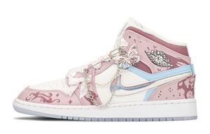 Кроссовки Air 1 High top Vintage баскетбольные Pink Blue GS Jordan, розовый