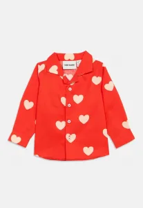 Рубашка с сердечками, унисекс, блузка на пуговицах Mini Rodini, Red