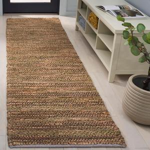 Ковер-дорожка SAFAVIEH, 69 x 244 см, Natural Fiber Couture Collection, Green & Natural, ручная работа из джута, идеально для гостиной, прихожей, холла, спальни (NFC101Y-28)