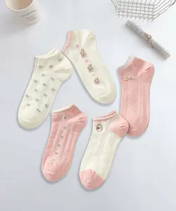 Девичьи носки до щиколотки из хлопковой смеси с вышивкой, комплект из 5 пар Aimoha - Select -, цвет Pink Other 4