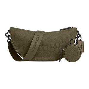 Плечевая сумка HALL Jacquard с телячьей кожей, кросс-боди большая мужская olive umber COACH, Set (Bag+Dust Bag)