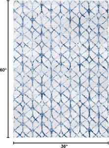 Ковер SAFAVIEH, 92 x 153 см, Amelia Collection, Grey & Navy, геометрический рисунок, не линяет и прост в уходе, идеален для помещений с высокой проходимостью: прихожая, гостиная, спальня (ALA792G)