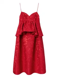Платье миди из атласа с баской La DoubleJ, красный