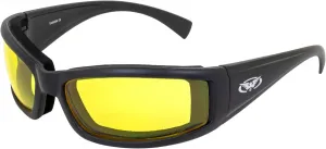 Очки Global Vision Eyewear 24 серии «Бродячая кошка» с глянцевой черной оправой, Yellow Tint to Smoke Lens