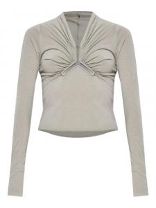 Футболка с длинными рукавами и драпировкой от Rick Owens, серый