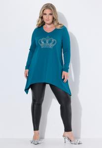 Топ MIAMODA A-LINIE GLITZERSTEINCHEN-KRONE ZIPFELSAUM, Dark Petrol/Teal